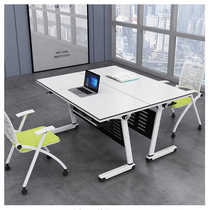 Long conference table and chair combination with wheels movable office splicing table folding training table tutoring class desks and chairs