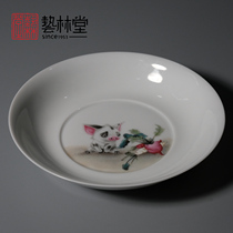 Jingdezhen Yilintang hand-painted pastel cute pig plate pot supporting pot dry bubble plate tea table fruit plate kung fu tea ceremony