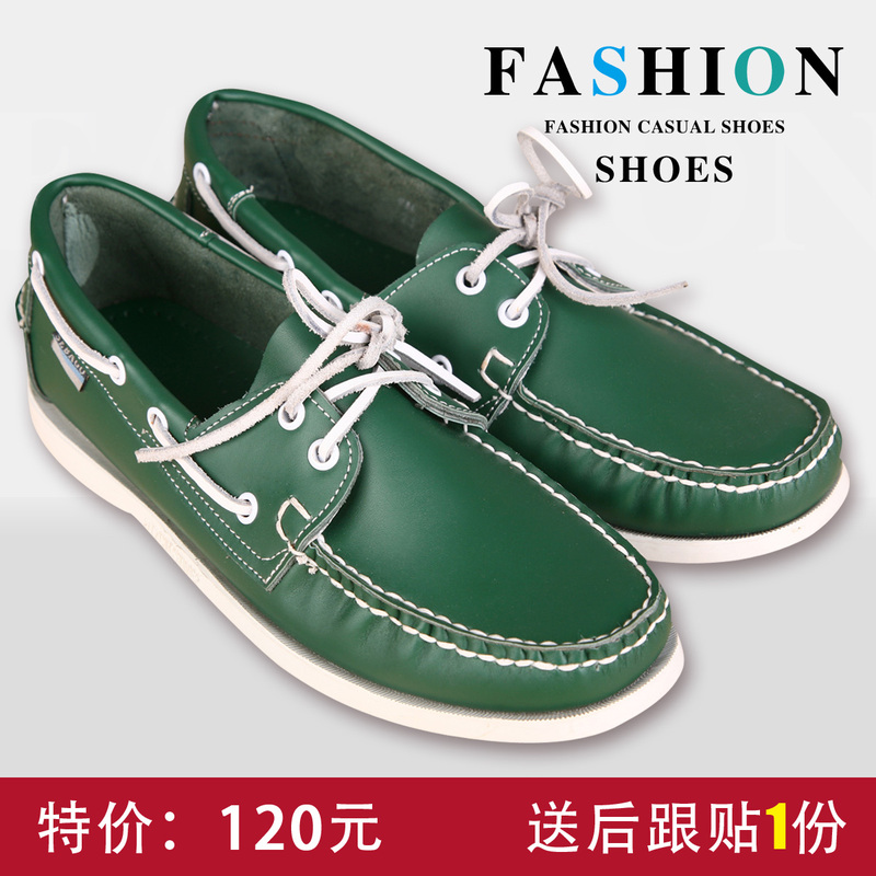 2024 Summer New Breathable Sailing Shoes British Men's Shoes Fashionable Genuine Leather Lace up Couple Shoes Single Shoes Sports Shoes