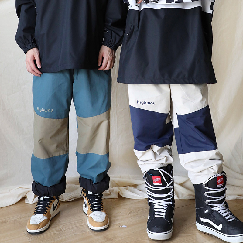 Highway original ski suit 2122 new men and women small crowdwater Waterproof Plus Suede Veneer Park Flat Flower Ski Pants