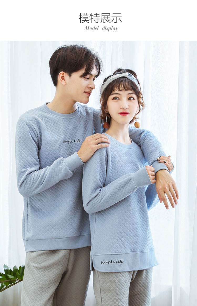 Sản phẩm mới mùa thu và mùa đông Những người yêu thích cotton không khí phù hợp với đồ ngủ nam và nữ phù hợp với áo dài tay + quần dài đồ bộ bé gái