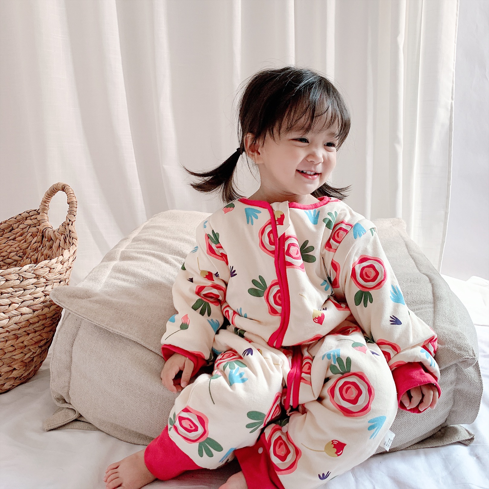 Autumn and Winter cotton baby sleeping baby thickening legs and sleeve pajamas can be removed children's child anti-kick artifact