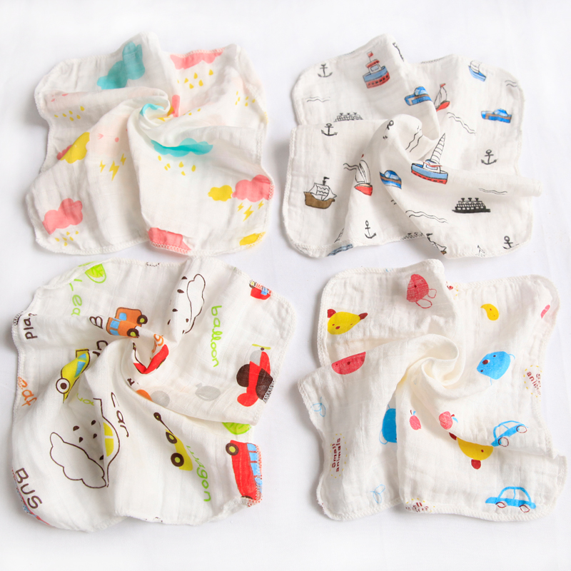 Baby thin soft water towel 2 layers pure cotton encrypted medical gauze small towel baby rubbing sweat scrub face towel handkerchief