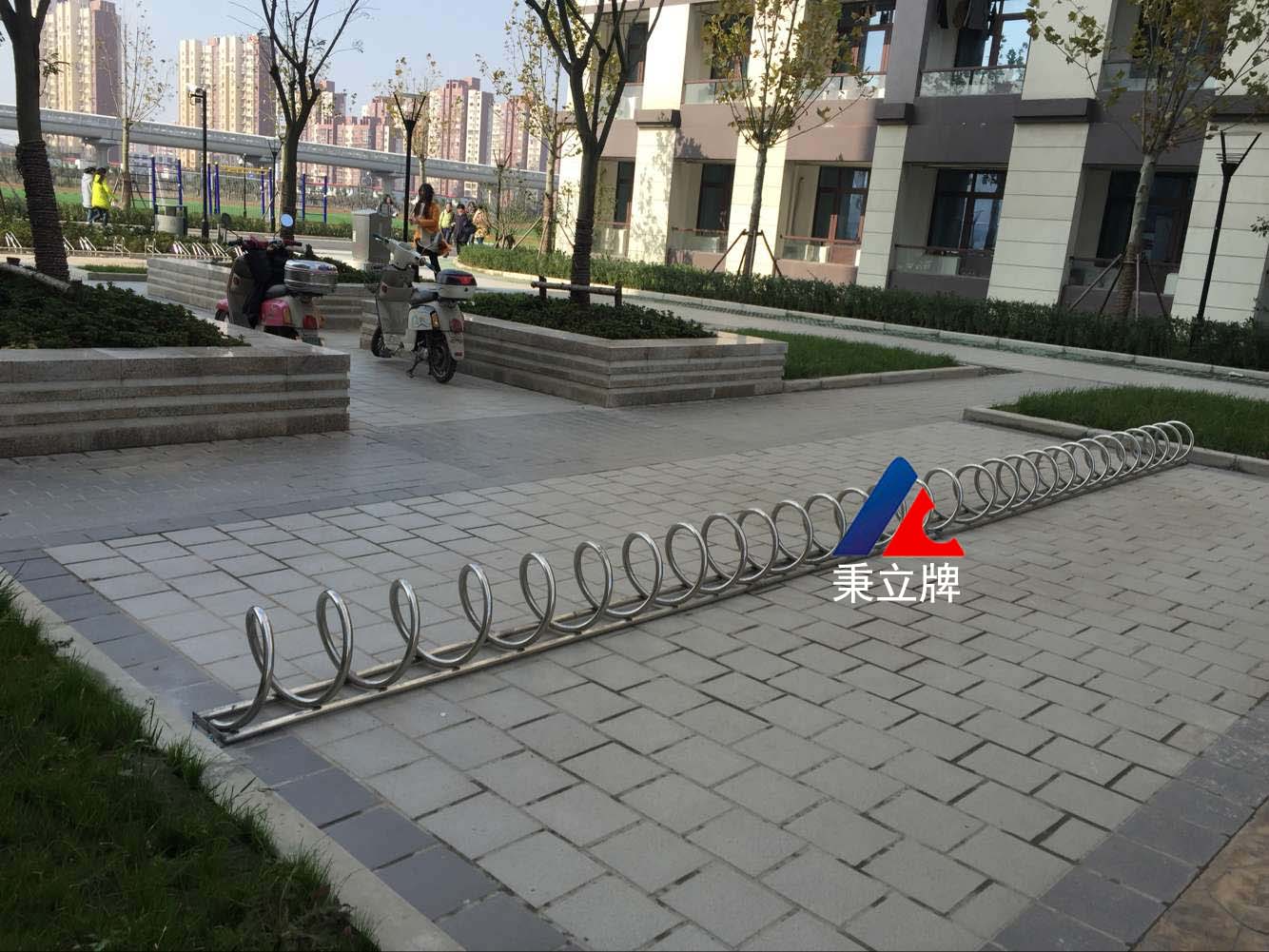 Imported 304 stainless steel spiral bicycle parking rack non-rust circular bicycle parking rack parking rack