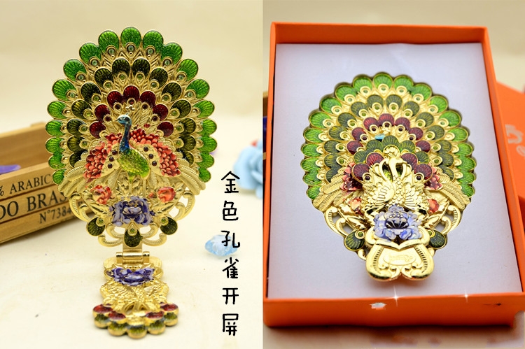 Tây Tạng Nepal handmade con công bằng đồng Gương trang điểm Gương Gương món quà nhỏ tinh xảo - Gương gương treo toàn thân
