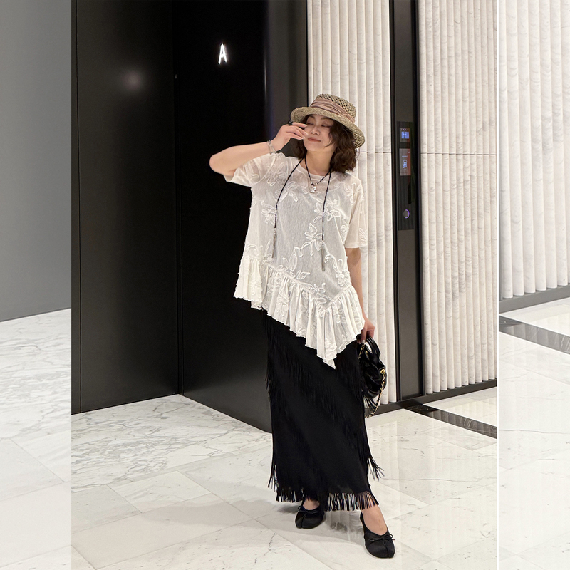 Ydfstudio Niche Brand [Brocade Summer] European-Style High-Quality Lace Floral Patchwork Design Top