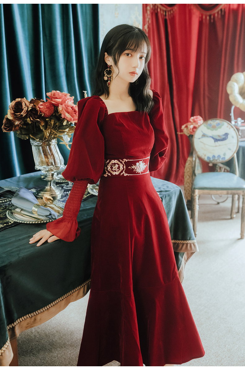 Best Quality Series Elegant Evening Dress Red Vintage Embroidery