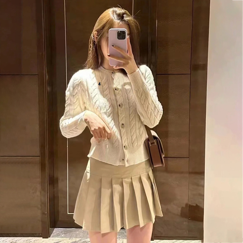 Shenzhen Nanyou! Celebrity-Style Little Pony Twist-Knit Cardigan for Women, Old Money Style, Round Neck, Long-Sleeved Sweater for Autumn and Winter