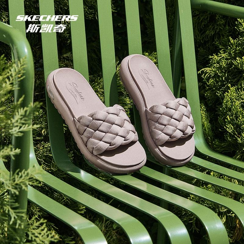 Skechers Summer Women's Braided Casual Sandals for Daily Commuting, Versatile Slip-Ons with Arch Support for Outdoor Wear