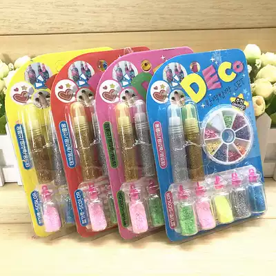 DIY handmade glitter gold powder glue Glitter glue Glitter powder 7-color glitter color pen three-dimensional greeting card pen set