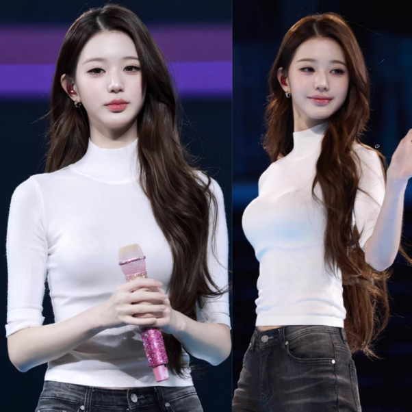 Zhang Yuanying's Same Style White Half-High Collar Mid-Sleeve Knit Sweater for Women, Spring and Summer Short Slim-Fit Versatile Top