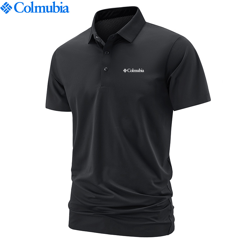 Colombian Outdoor Sports Summer New Product Men's Short-Sleeved Polo Shirt Quick-Drying Ice Silk Breathable Quick-Drying Lapel Black T-Shirt