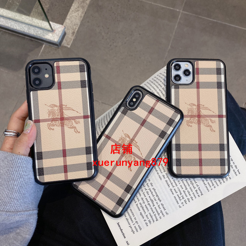 Suitable for Burberry iPhone 15 Phone Case, 14 Full-Cover Case, 12 Plaid, 13 Pro Max Striped Xr Protective Case, 8P