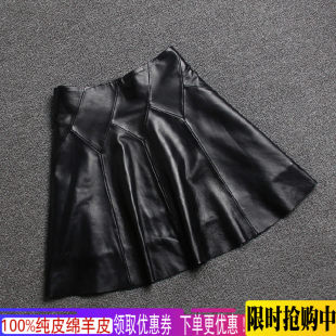 Демисезонная юбка, мини-юбка, из натуральной кожи, облегающий крой, коллекция 2021, А-силуэт