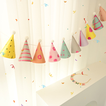 Hat Pull Flag South Korea Ins Birthday Banner Laflower Baby Party Placements birthday girl Baby Decoration Scene