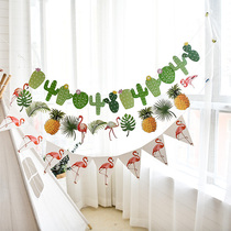 ins style birthday party decoration banner pennant flamingo theme decoration pull flag room layout pair flag