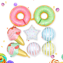 Baby full moon year old decoration birthday party scene arrangement ice cream donut aluminum film balloon photo props