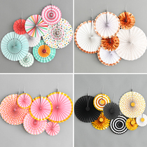 Paper flower fan set birthday party decoration wedding wedding wedding wedding room decoration supplies Chinese Valentines Day decoration