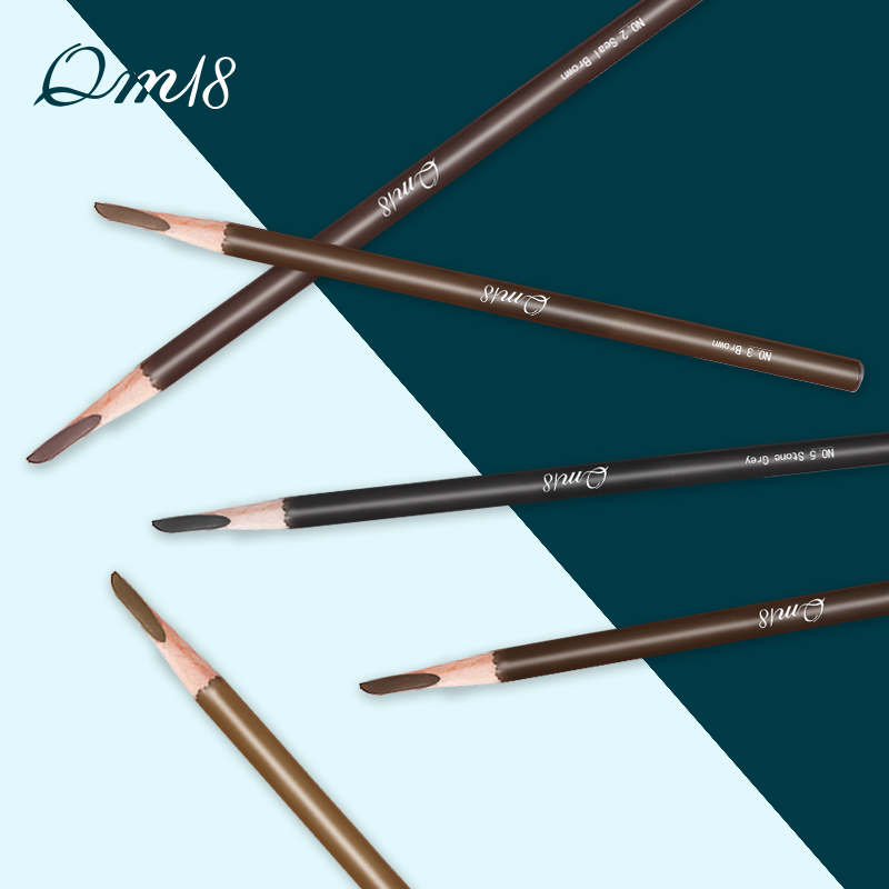Qm18 hard core machete eyebrow pencil Female knife-sharpened square core duckbill flat head waterproof and long-lasting non-bleaching eyebrow pencil