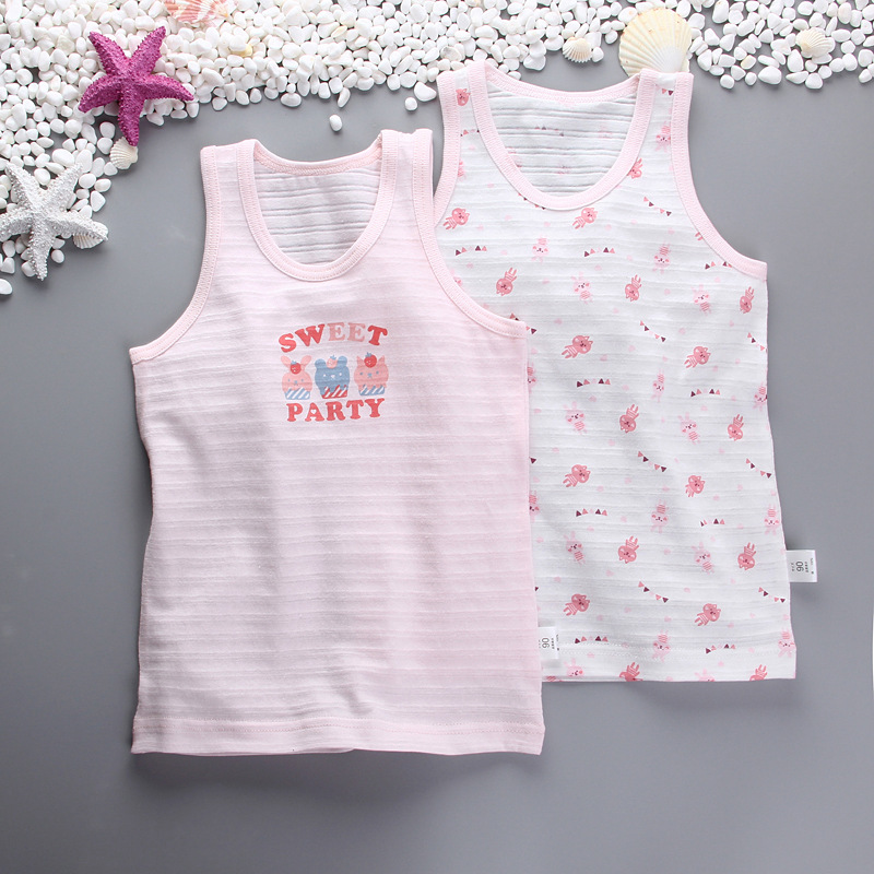 Bé vest cotton mùa hè nam và trẻ em nữ đồ lót bé cross-bar tay tre lễ hội bông mùa xuân và mùa thu dưới siêu mỏng