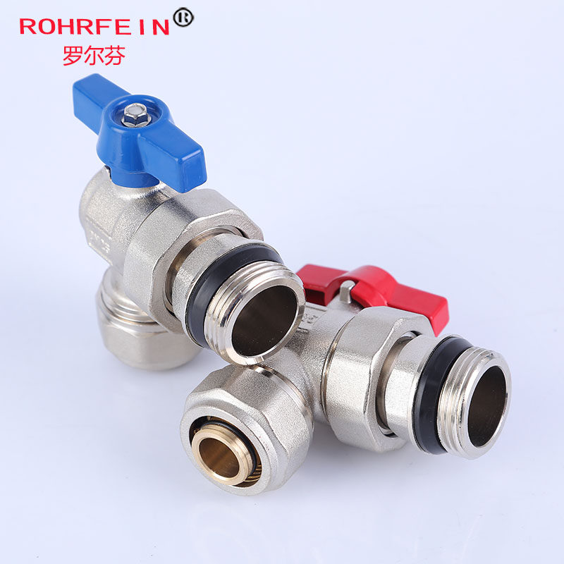 Water distributor ball valve corner type aluminium plastic 25 full copper valve 1 inch internal and external wire brass forged floor heating geothermal total sleeve valve