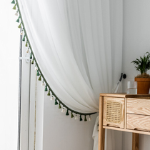 Scraped window curtain window dresser simple Nordic light luxury living room balcony floating white light opaque yarn finished product