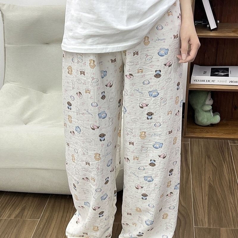 Summer Thin Pajama Pants for Women, Cartoon Long Pants, Home Pants, Loose Fit, Plus Size, Can Be Worn Outside, Walking Pants, Casual Gauze Anti-Mosquito Pants Summer Thin Pajama Pants for Women, Cartoon Long Pants, Home Pants, Loose Fit, Plus Size, Can Be Worn Outside, Walking Pants, Casual Gauze Anti-Mosquito Pants