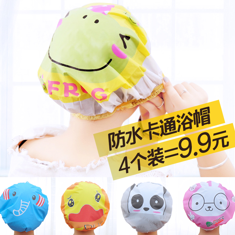 Thickened Bath Cap Waterproof Bath Cap Shower double headgear Hood Hood Kitchen Anti-Smoke Hat Lady's Bath Wig