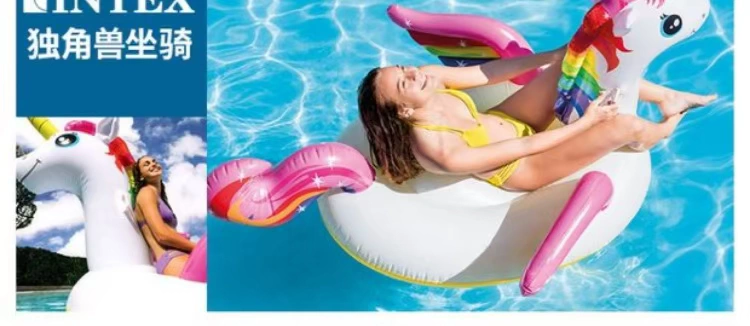 Intex gắn vòng bơi người lớn flamingo trẻ em đồ chơi bơm hơi nổi giường dày kỳ lân hàng nổi