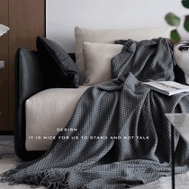  Gray blanket Nordic modern simple light luxury bed towel American European sofa geometric model room bed towel