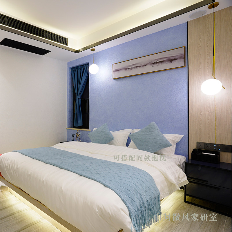 Nordic ins yellow orange classic blue bed tail blanket bed flag air-conditioning blanket sofa towel nap blanket towel and blanket