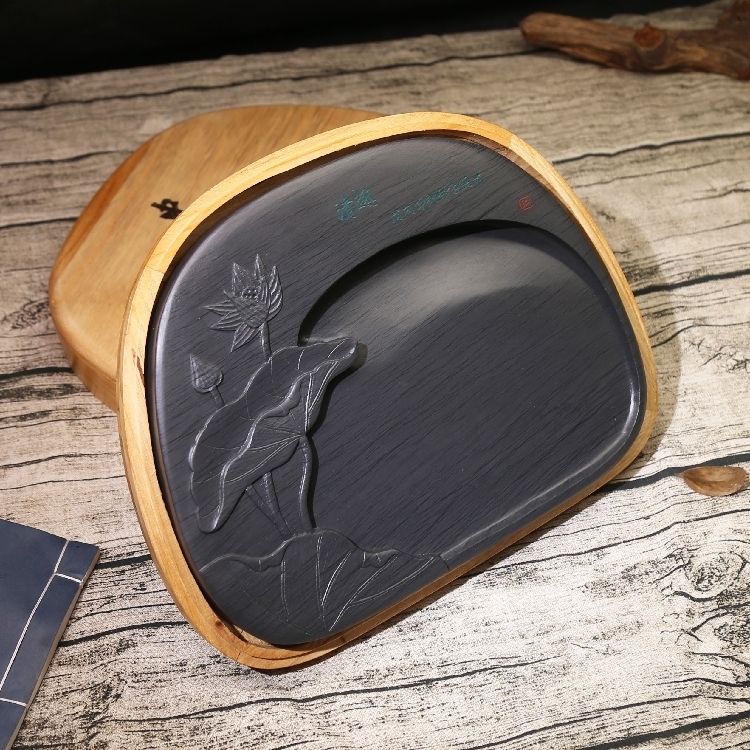 Fine Shexian inkstone original stone Water ripple inkstone Old inkstone carving craft carving Wenfang Four treasures practical inkstone inkstone