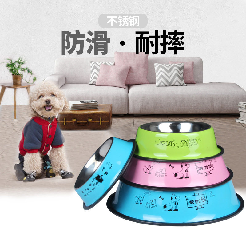 Dog Bowl Dog Basin Teddy Dog Food Basin Cat Cat Basin Pet Bowl Single Bowl Large Dog Stainless Steel Double Bowl Rice Bowl Supplies - Taobao