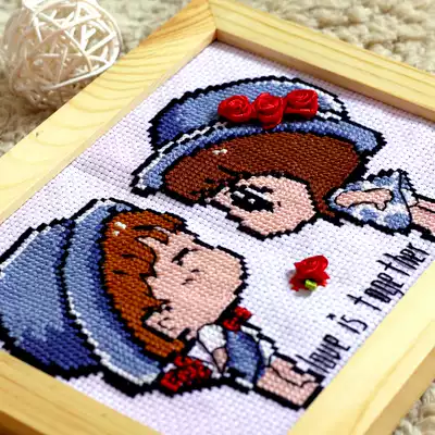 Cross stitch small piece wedding couple 2019 cute small fresh 2020 student handmade gift simple thread embroidery new style