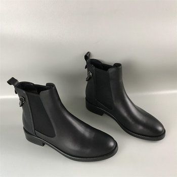 Anne marie low heel pigskin chelsea cow leather boots for women