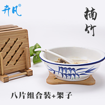 Heat insulation mat bamboo placemat thickened bamboo anti-scalding table mat pot mat bamboo coaster bowl mat plate Mat 8 pack