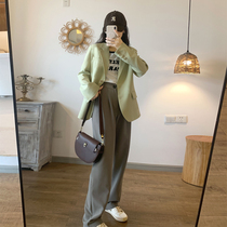 Light Green Suit Jacket Woman 2022 Spring new Korean version loose with slim sub casual Western suit jacket