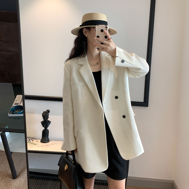 White suit jacket women's 2022 spring new high-end minimalist design niche Korean style suit jacket trend