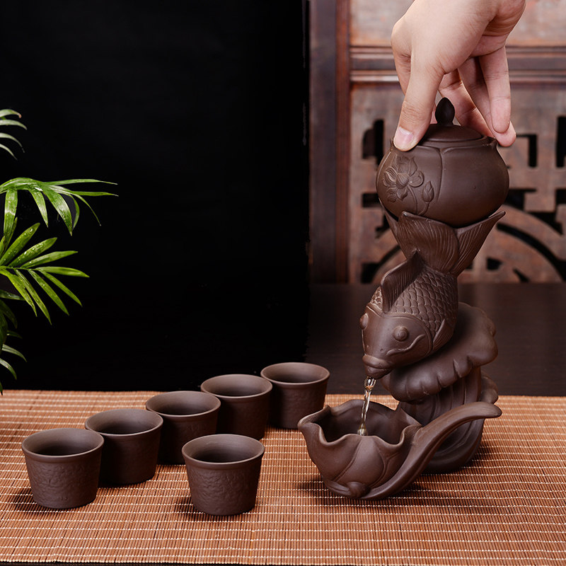 Tea set Kung fu tea set household simple purple sand cup retro-semi automatic lazy creative tea ceremony modern