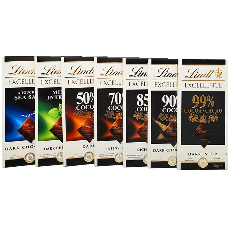 Импортированный шоколад Lindt и швейцарский особый мягкий темный шоколад блок упакован 100%70%90%99% какао темный шоколад
