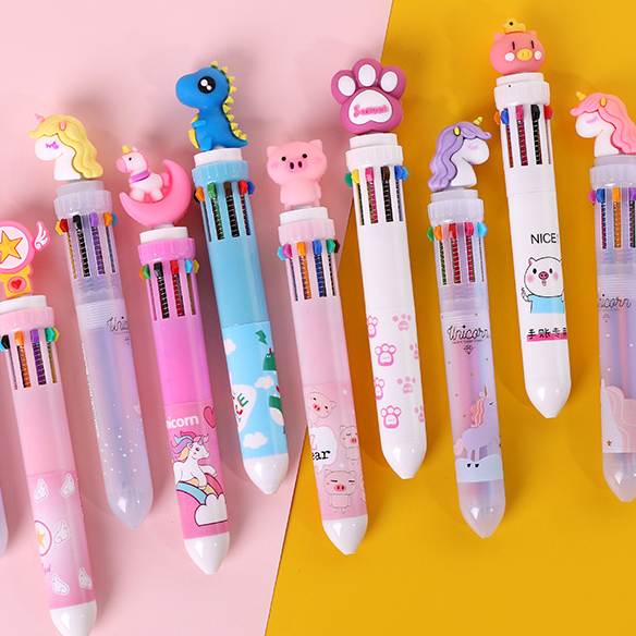 Multicolor Ball Pen Press Type 6 Color Creative Elementary Students 8 Color Ballpoint Pen stationery Girl Color Hand Ledger Pen