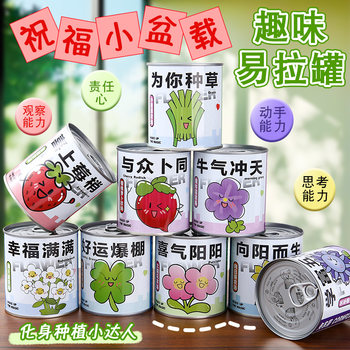Children's planting canned small potted plants student prizes kindergarten magical desktop good seeds creative and interesting green plants