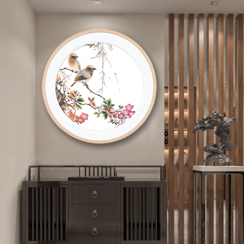 Jinwu Needle Suzhou Embroidery Finished Hanging Painting Handmade Suzhou Embroidery Living Room Chinese Decorative Painting Porch Yan Bolong Flower and Bird Painting