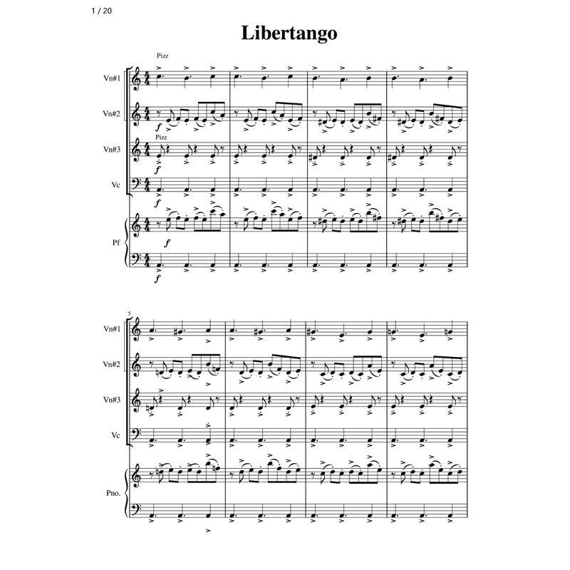 Piazzola Libertango String Quartet + Piano Quintet Score/Audio Piazzola Libertango String Quartet + Piano Quintet Score/Audio