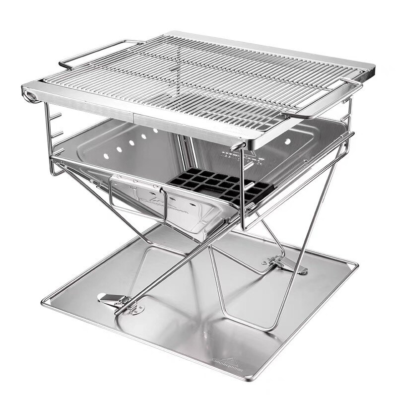 CAMPINGMOON LARGE NUMBER Fire Bench Barbecue Grill MT-045 Stainless Steel Folding Grill Grill Grill