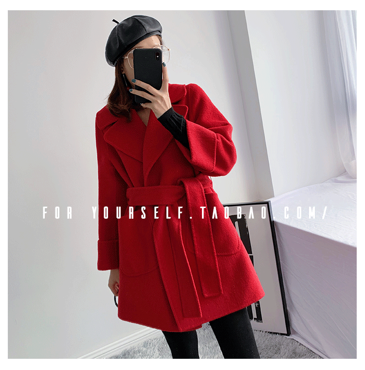 Hàng đỏ châu Âu hai mặt cashmere áo choàng Kah Kahben nữ ngắn kết hôn với người đàn ông nhỏ len áo khoác nữ mùa đông ao dạ nu thoi trang