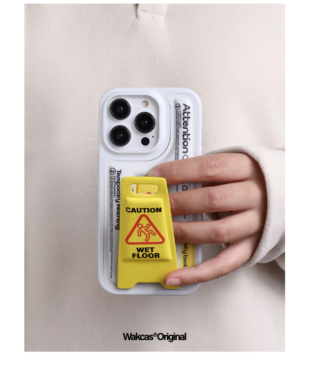 Caution Wet Floor Kickstand New Funny 3D 15, 14, 13, 12, 11 iPhone Case