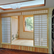 Ningbo pine Cypress tatami platform overall solid wood custom Japanese wardrobe design Childrens Study grid door
