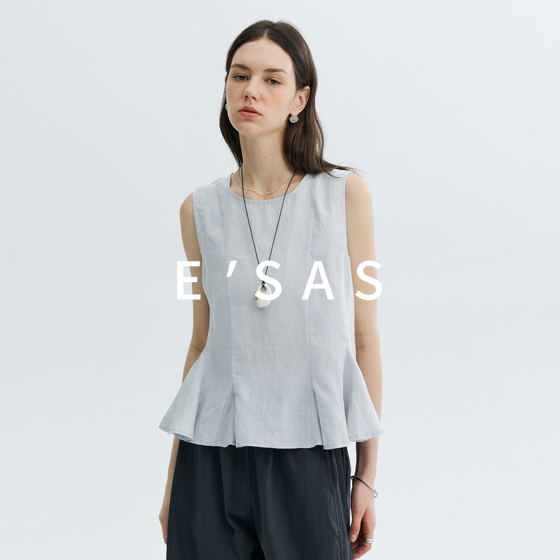 Esas Stylish Linen Sleeveless Tank Top T-Shirt for Women, Summer Top for Petite Figures, Trendy, Unique, Super Pretty Blouse