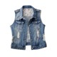 Denim vest women's spring and autumn short Korean version of the washed hole vest shoulder thin all-match sleeveless jacket vest top trendy